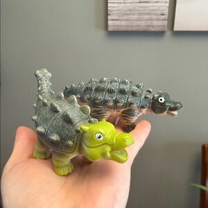 Vintage 2006 Dinosaur Figurines ANKYLOSAURUS Dino Rubber Figures Set of 2